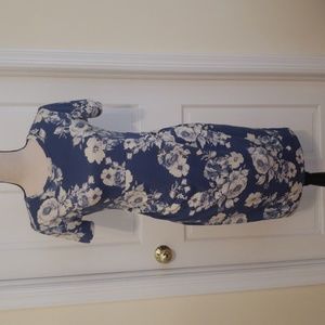 Blue Floral Maternity Bodycon Dress